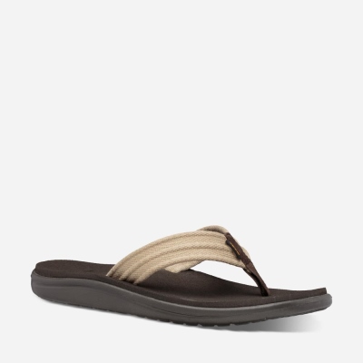 Teva Voya Canvas Men's Coffee Flip Flops CA74257 Canada Online